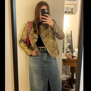 ZADIG & VOLTAIRE DELUXE Gold Metallic Moto Jacket